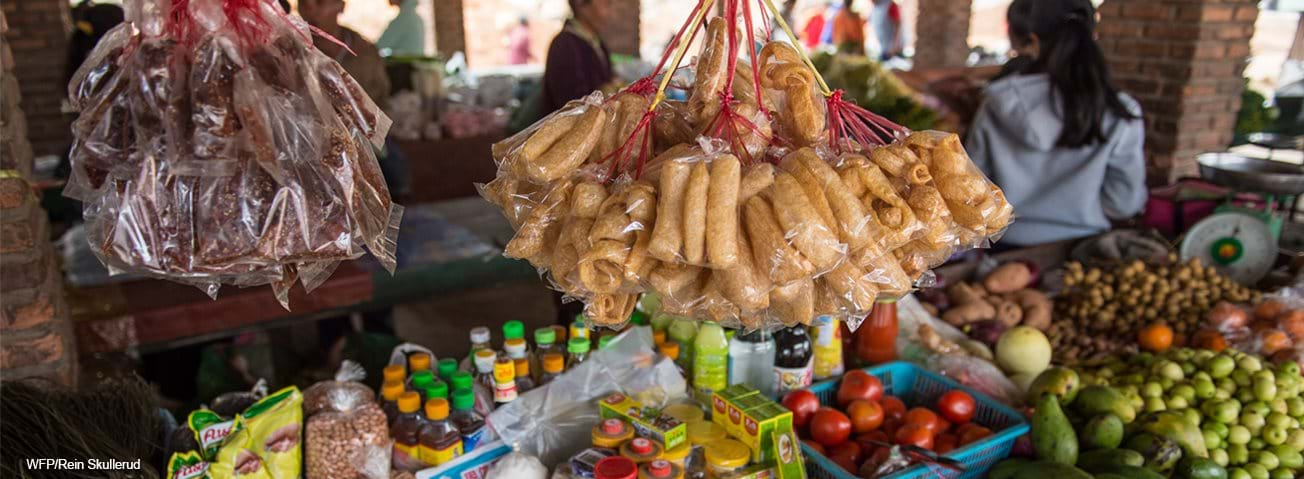 Market place with customers in the background