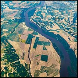 cropland and river from above