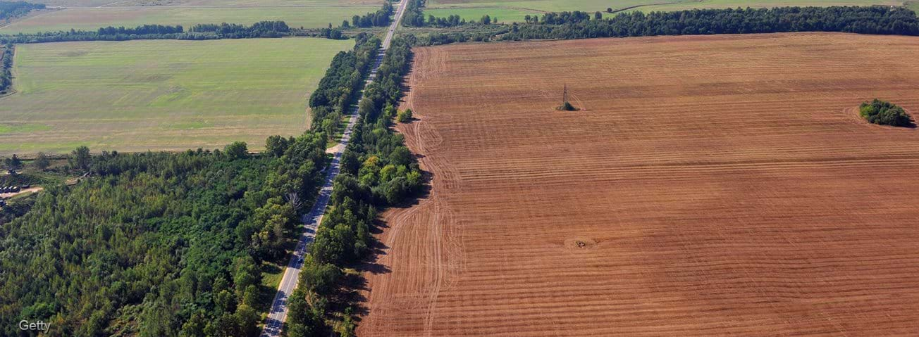 Aerial view of cropland