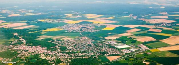 An aerial view of land