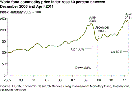 World food commodity price index rose 60 perent between December 2008 and April 2011