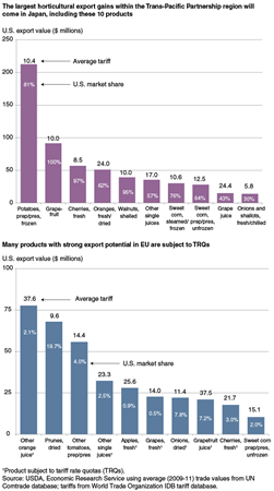 The largest horticultural export gains within the Trans-Pacific Partnership region will come in Japan, including these 10 products