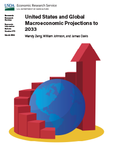 This is the cover image for the United States and Global Macroeconomic Projections to 2033 report.