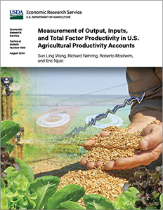 This is the cover image for the Measurement of Output, Inputs, and Total Factor Productivity in U.S. Agricultural Productivity Accounts report.