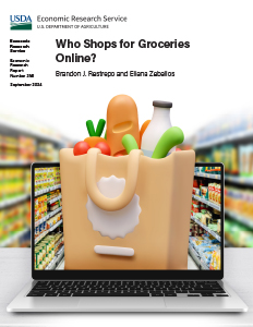 This is the cover image for the Who Shops for Groceries Online? report.