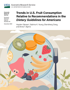 This is the cover image for the Trends in U.S. Fruit Consumption Relative to Recommendations in the Dietary Guidelines for Americans report.